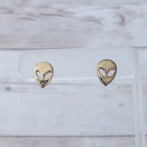 Alien Stud Earrings 0.5" - Condition Issues - Heavy Tarnish